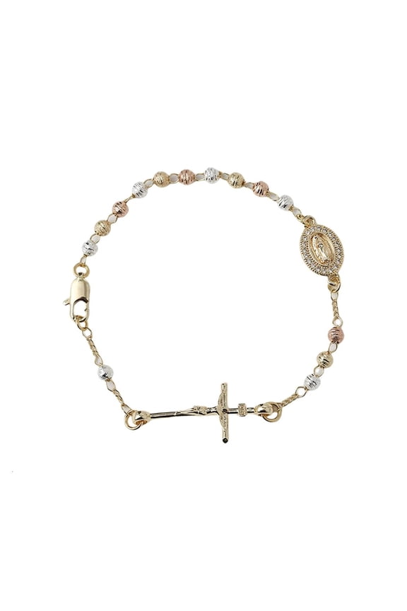 Saint Benedict Crosses Charm Gold Plated Chain Bracelet For Women Wrist Jewelry