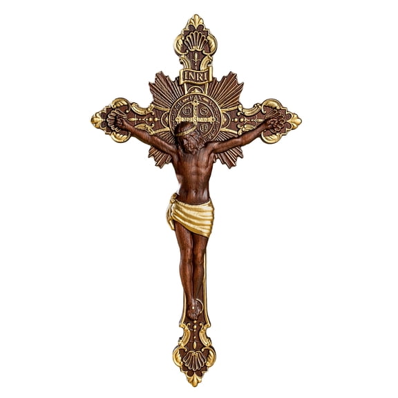 Saint Benedict Exorcism Cross Decorative Wood Carving Catholic Cross Wall Hanging Church Gift