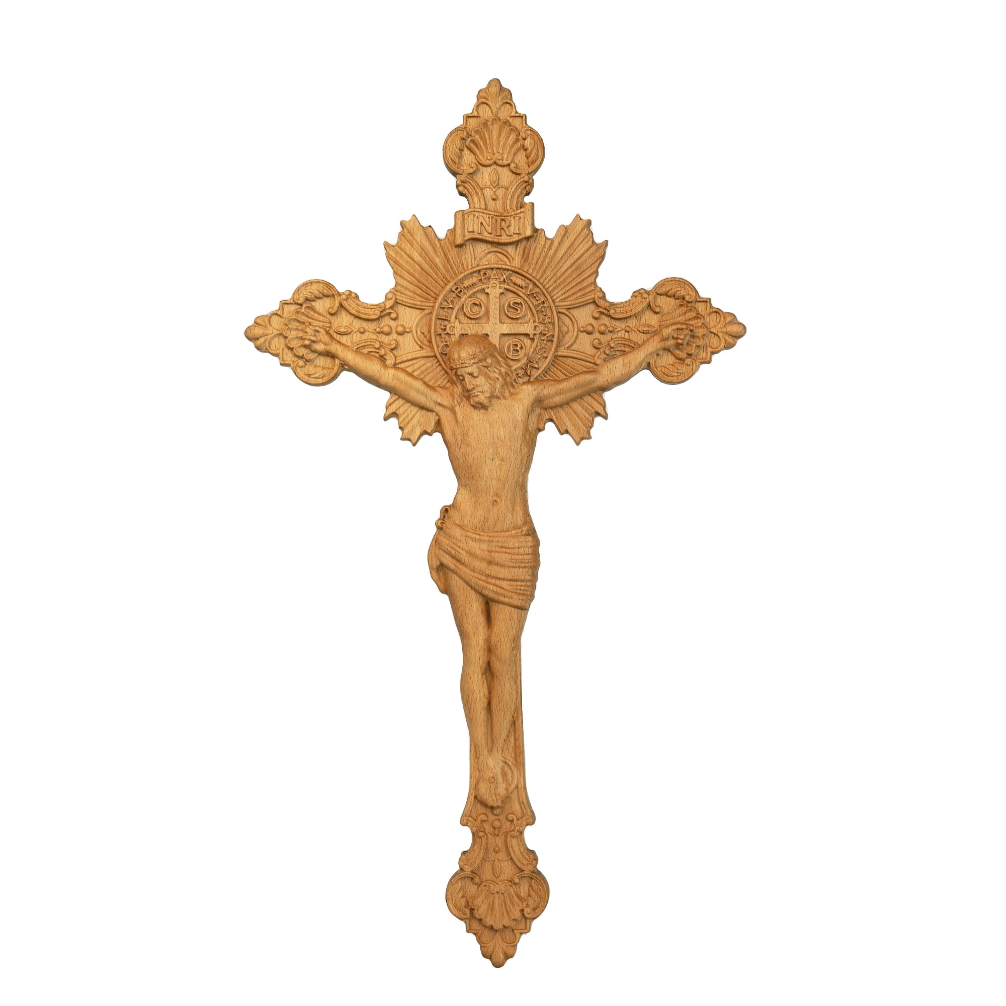 Croix Saint Benoît Rouge Or 20 Cm Émaillée Avec Boîte Cadeau - Exorcisme