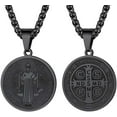 thumbnail image 1 of Saint Benedict/Michael Medal Necklace, 316L Stainless Steel Virgin Mary Necklace for Men Women, Bible Verse Protection Necklace Catholic Jewelry,22"-24" Adjustable, 1 of 5