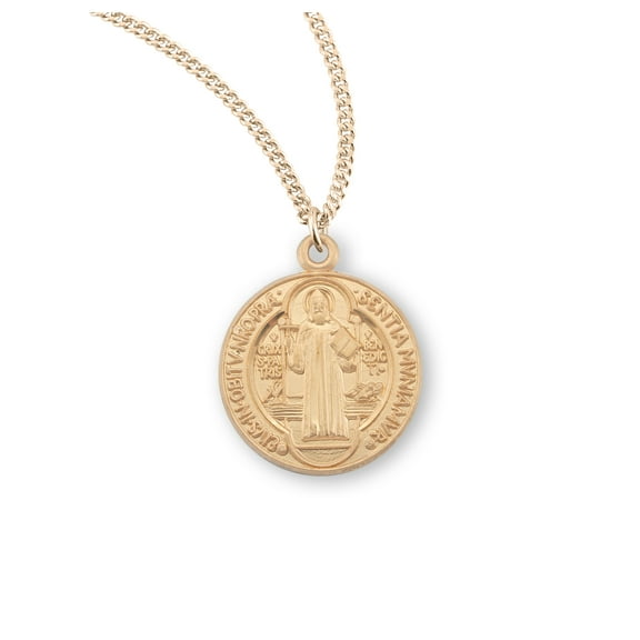 Saint Benedict Round Gold Over Sterling Silver Medal