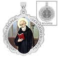 thumbnail image 1 of Saint Benedict Scalloped Round Religious Medal Color - 1 Inch Size of a Quarter - Sterling Silver, 1 of 2