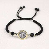 Saint Benedict String Protection Bracelet - Bible Verse Bracelet with St. Benedict Charm Symbolic Beads for Daily Wear Unisex