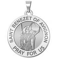 thumbnail image 1 of Saint Benezet of Avignon Religious Medal  - 1 inch Size of a Quarter - Solid 14K White Gold, 1 of 1