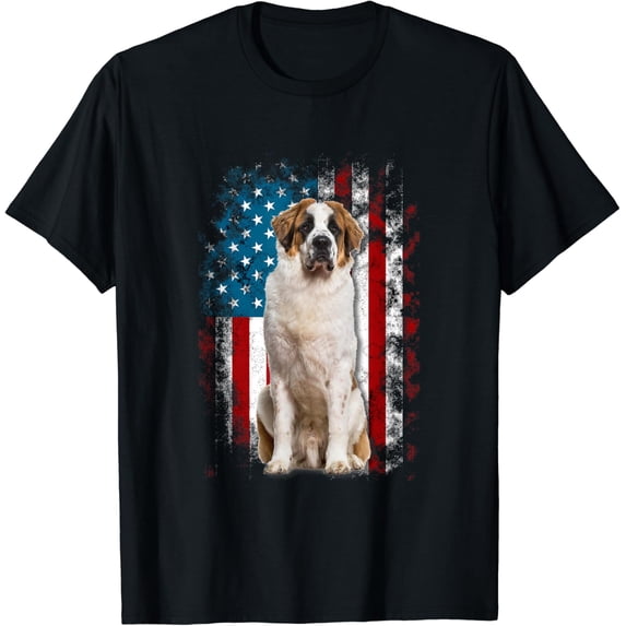 Saint Bernard America Flags T-Shirt All Size S-5Xl