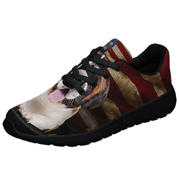 Saint Bernard American flag Shoes Sneakers Black Size 8.5