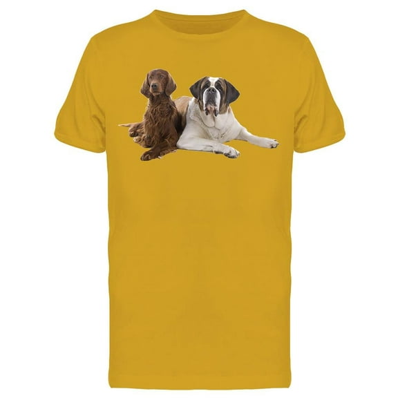 Saint Bernard And Irish Setter T-Shirt Men -Image by Shutterstock, Male Small