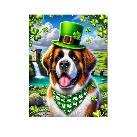 Saint Bernard - Best of Breed DCR Saint Patricks Day Garden Flag 12" x 17"