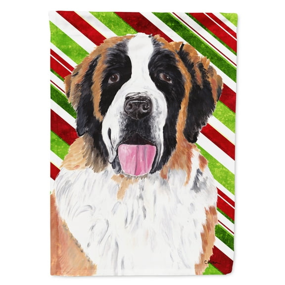 Saint Bernard Candy Cane Holiday Christmas Garden Flag