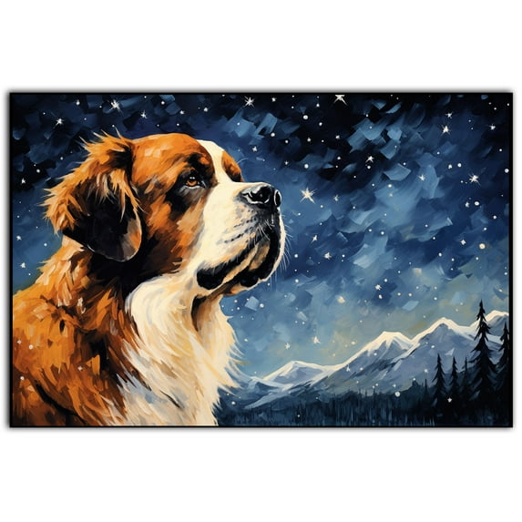 Saint Bernard Canvas Unframed Colofull Inspired bedroom decor - Dog Pet Family Animal Friend Peace Oil Painting Art Print Canvas Wall Décor
