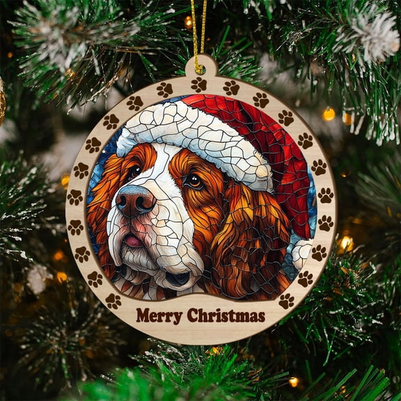 Saint Bernard Christmas Dog Ornament, Saint Bernard Dog Christmas Decor, Saint Bernard Dog Suncatcher Gift, Xmas Decorations, Dog Gifts