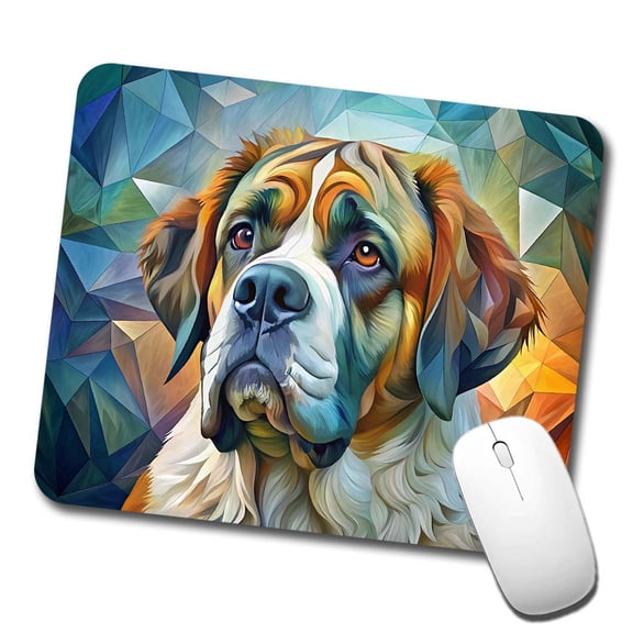 Saint Bernard Dog Abstract Art Mouse Pad Low Profile Gaming Mat
