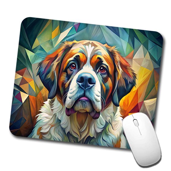 Saint Bernard Dog Abstract Stylized Art Mouse Pad Low Profile Gaming Mat