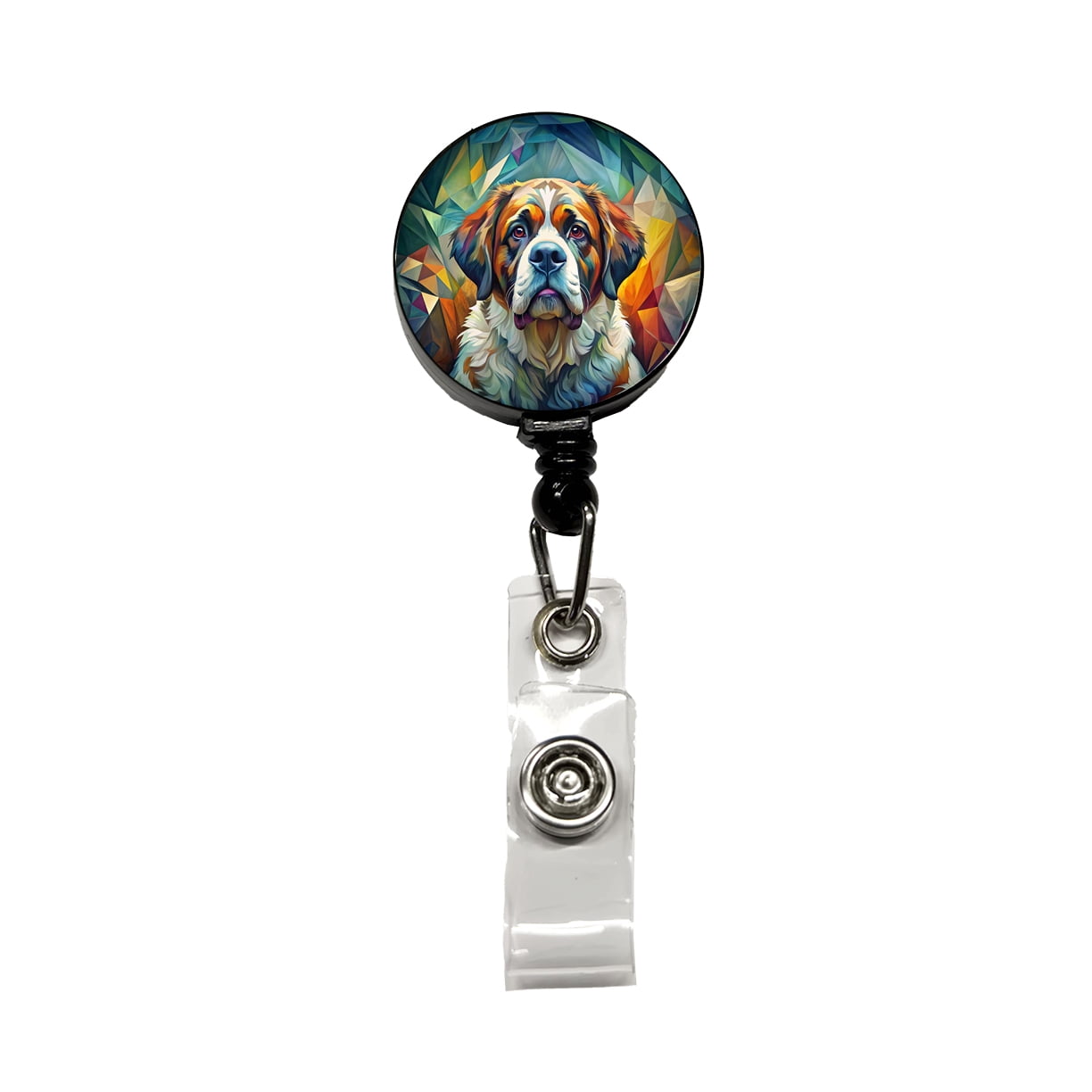 Saint Bernard Dog Abstract Stylized Art Retractable Reel ID Badge Key ...