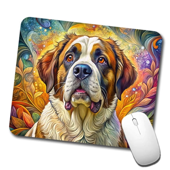 Saint Bernard Dog Bohemian Art Mouse Pad Low Profile Gaming Mat