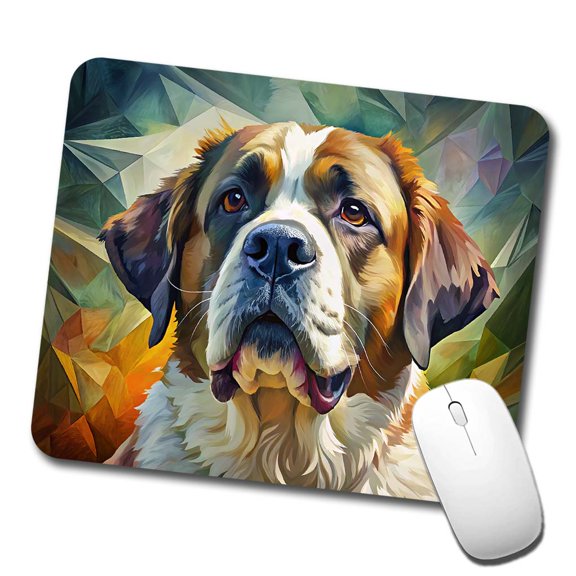 Saint Bernard Dog Contemporary Art Mouse Pad Low Profile Gaming Mat