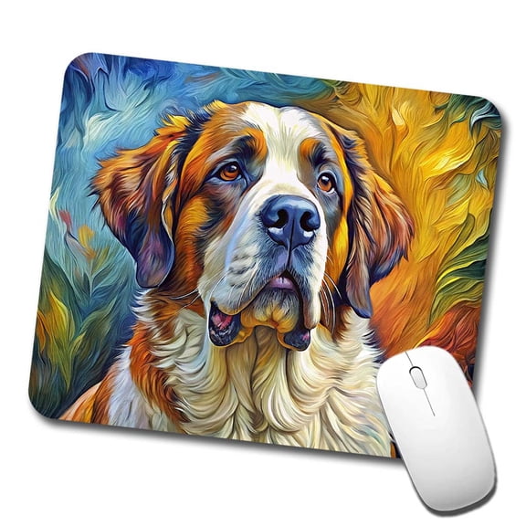 Saint Bernard Dog Expressionism Art Mouse Pad Low Profile Gaming Mat