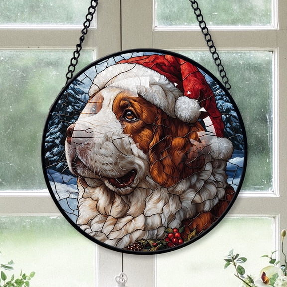 Saint Bernard Dog Ornament Christmas 2025 - For Christmas Saint Bernard Dog Stained Glass Christmas Decorations, Dog Christmas Tree, Haging Decor