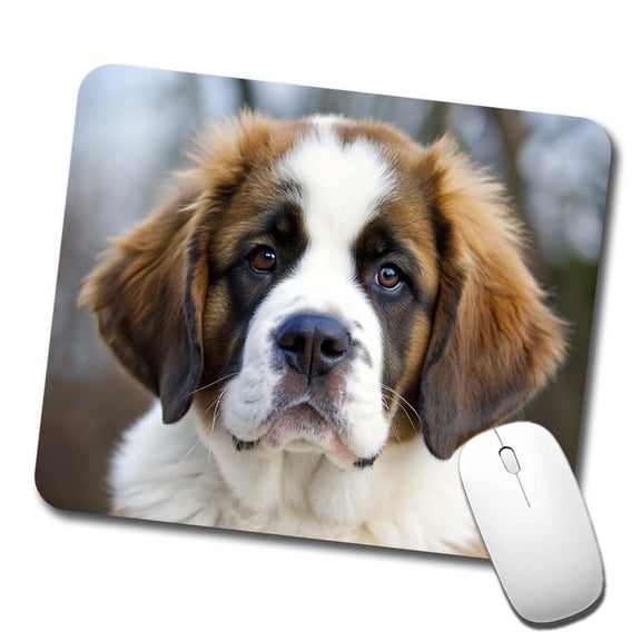Saint Bernard Dog Puppy Photo Mouse Pad Low Profile Gaming Mat
