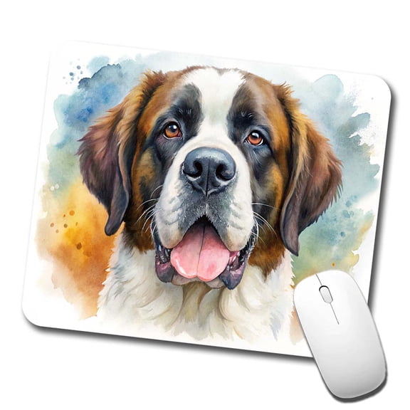 Saint Bernard Dog Watercolor Style Mouse Pad Low Profile Gaming Mat