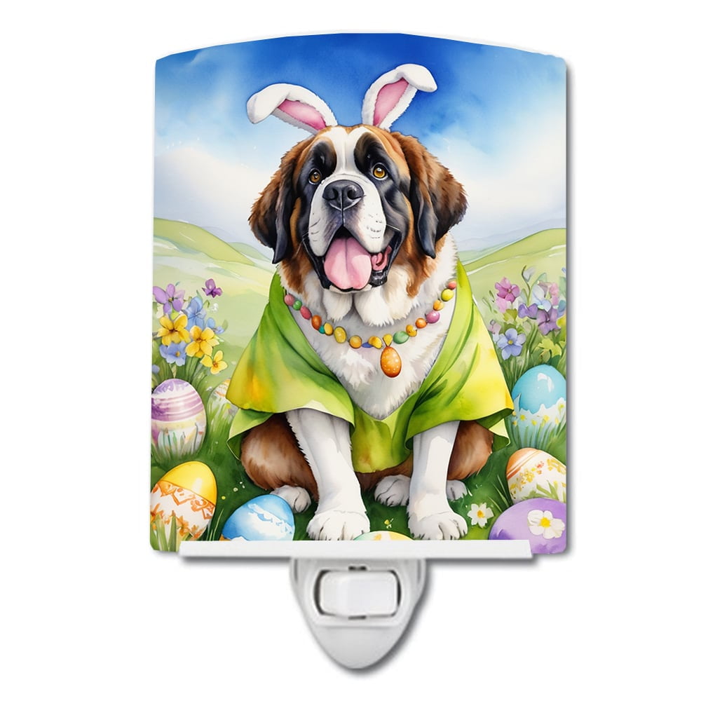 Saint Bernard Easter Egg Hunt Ceramic Night Light 4 in x 6 in