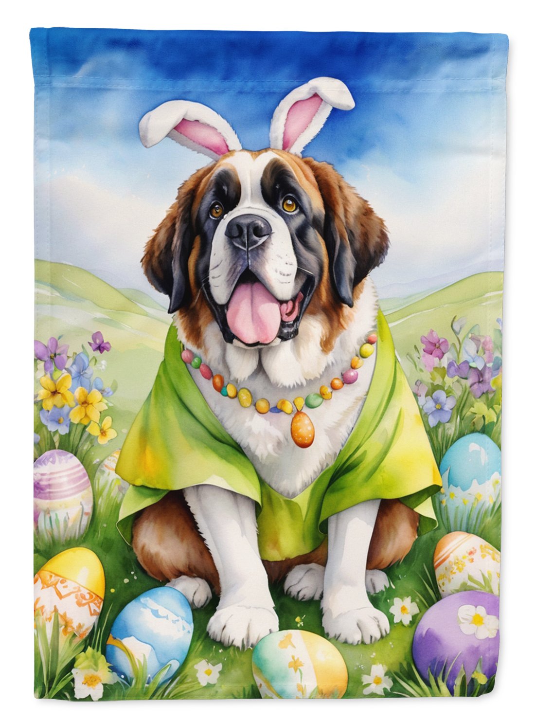 Saint Bernard Easter Egg Hunt House Flag 28 in x 40 in