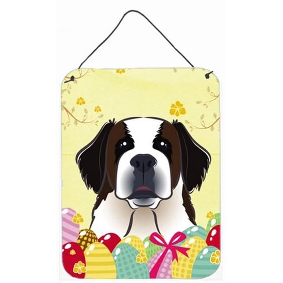 Saint Bernard Easter Egg Hunt Wall or Door Hanging Prints