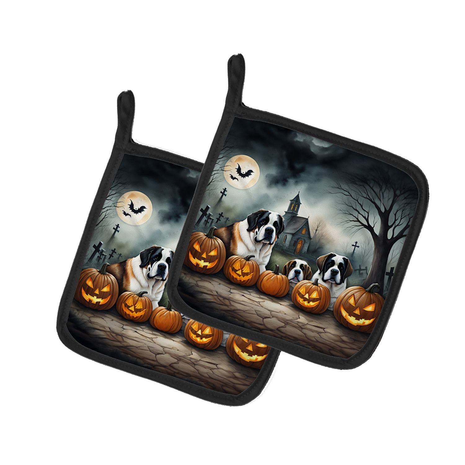 Saint Bernard Halloween Pot Holders 7.5x7.5 Inch with Breed Specific Artwork