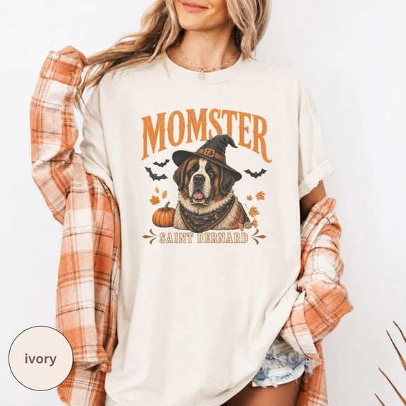 Saint Bernard Halloween Shirt, Momster Dog Mom Tee, Witch Dog Shirt