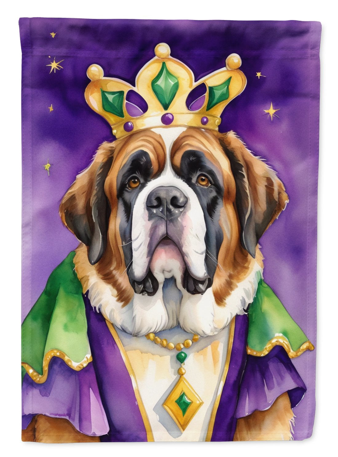 Saint Bernard King of Mardi Gras House Flag 28 in x 40 in
