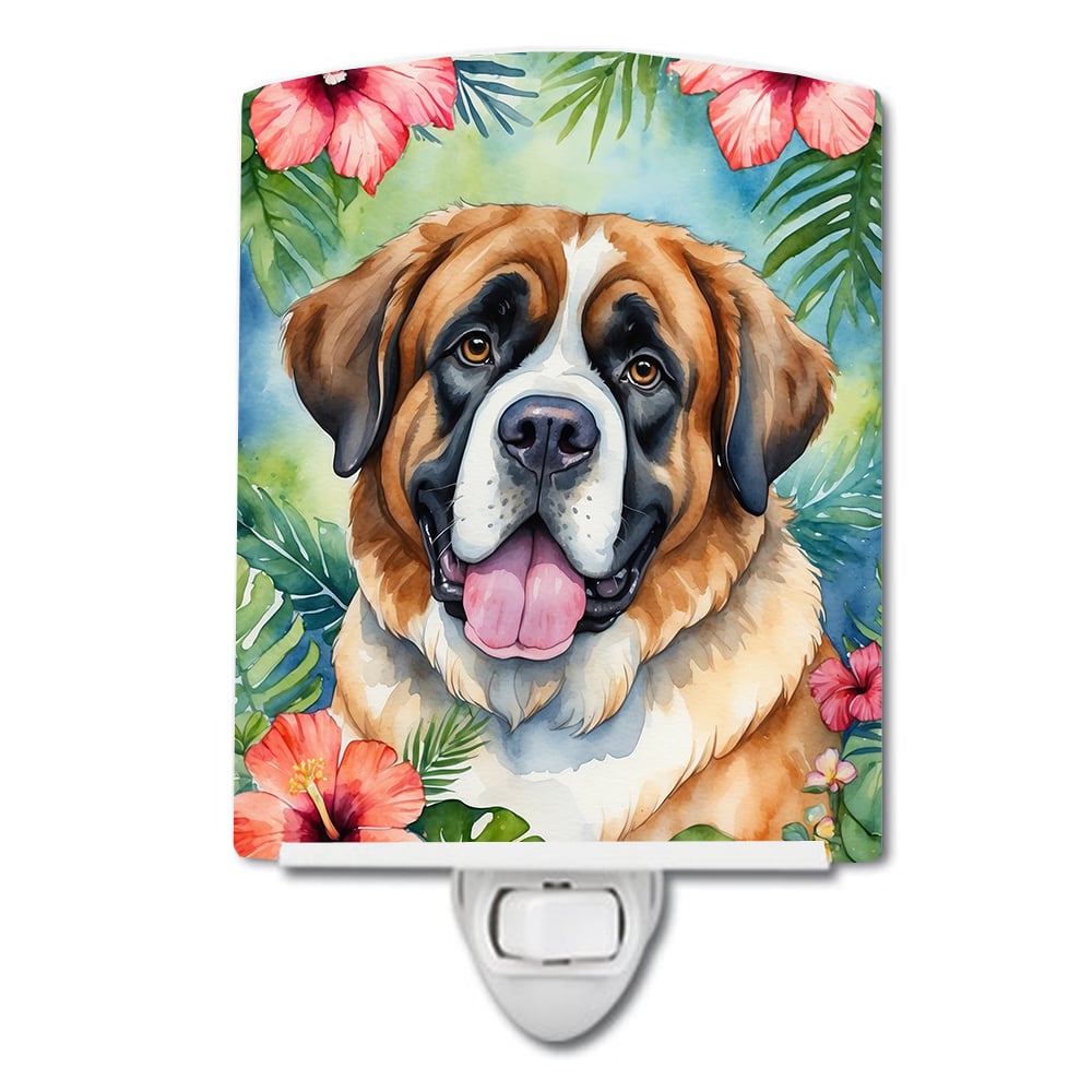 Saint Bernard Luau Ceramic Night Light 4 in x 6 in