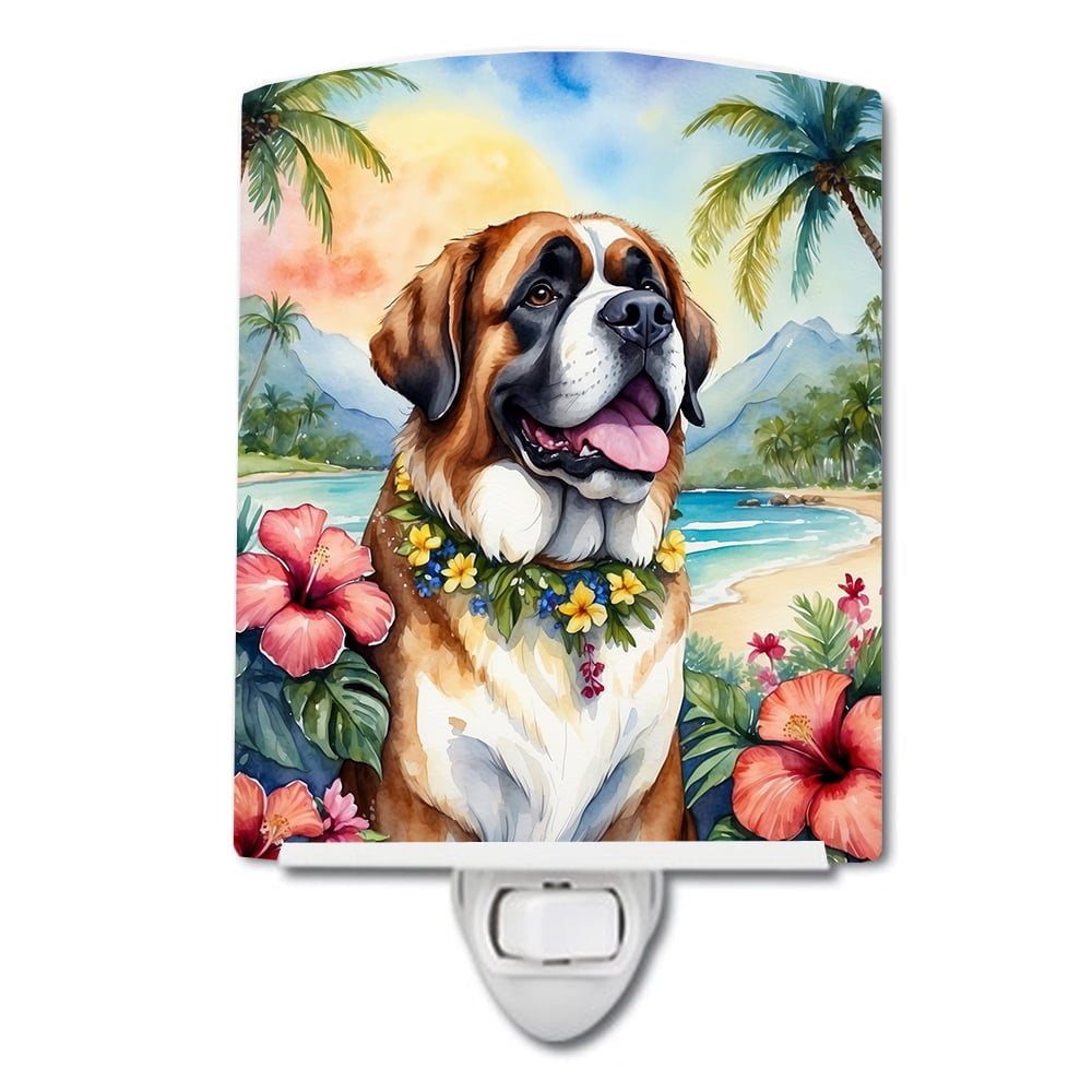 Saint Bernard Luau Ceramic Night Light 4 in x 6 in
