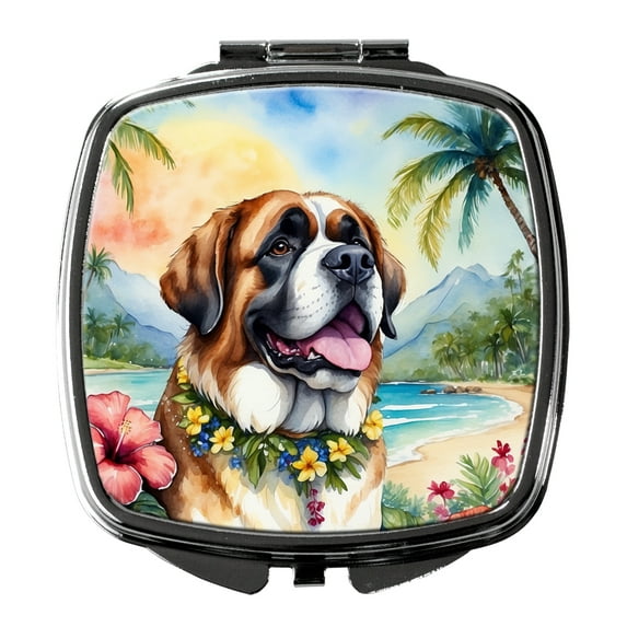 Saint Bernard Luau Compact Mirror 2.75 in x 3 in