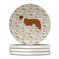 Saint Bernard Merry Christmas Large Sandstone Coasters Pack of 4 4 in x 4 in