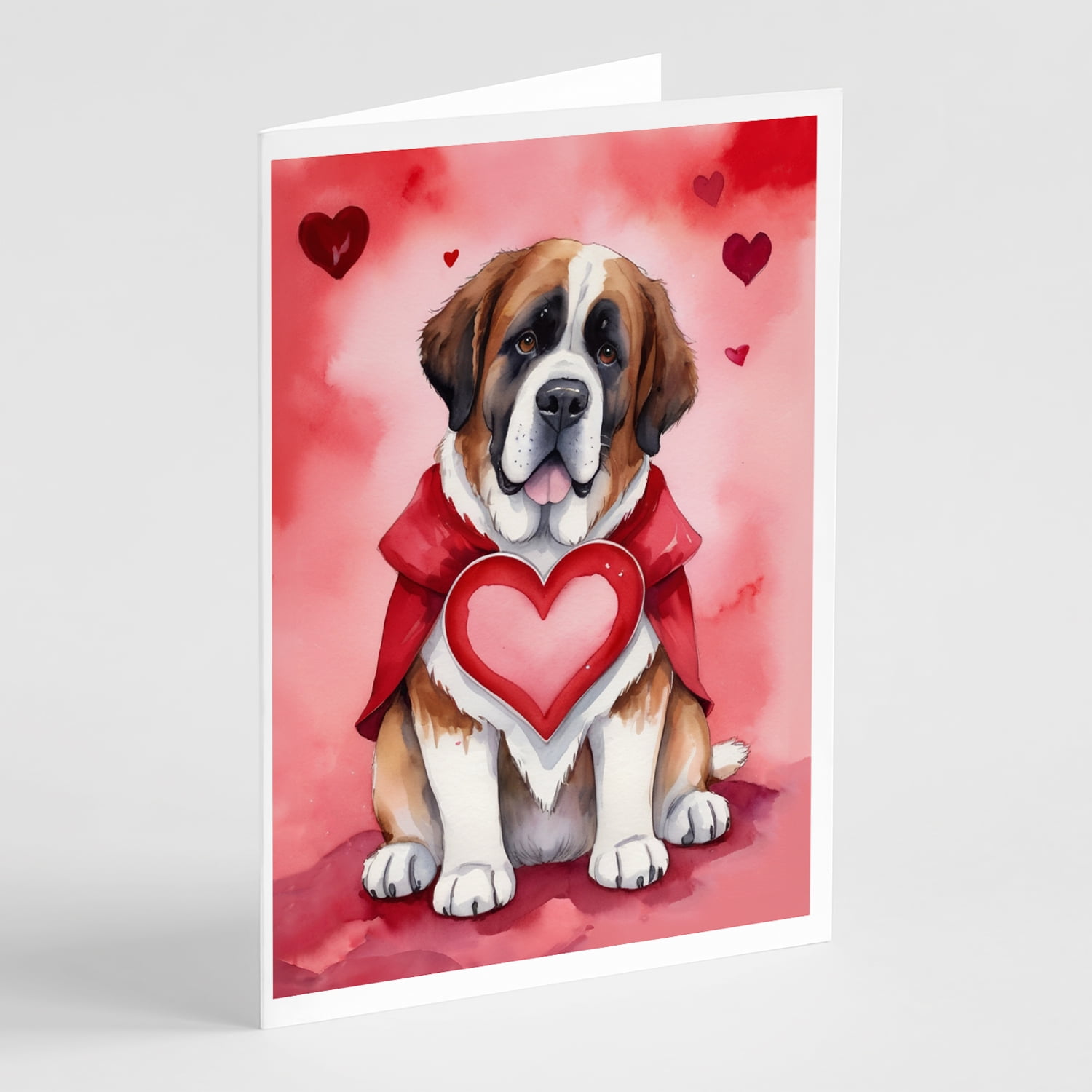 Saint Bernard My Valentine Greeting Cards Pack of 8 7 in x 5 in