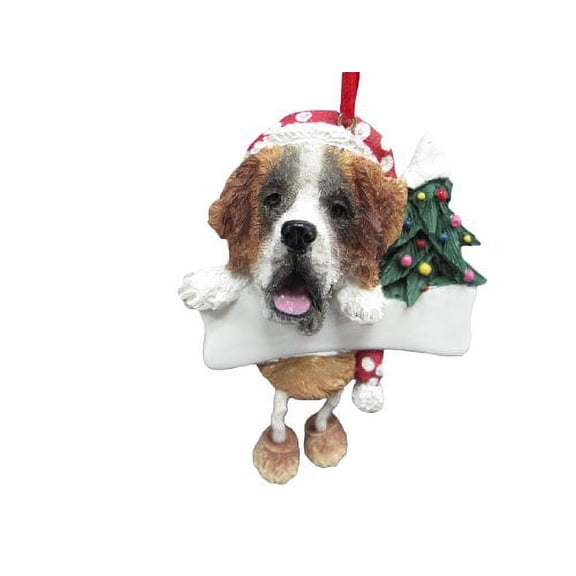 Saint Bernard Ornament with "Dangling Legs" Hand Painted and Easily Personalized