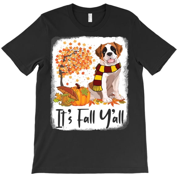 Saint Bernard Pumpkins Autumn Thanksgiving It's Fall Y'all, G15149 Unisex T-Shirt, Up to Size 5XL
