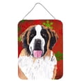 thumbnail image 1 of Saint Bernard Red Green Snowflake Christmas Wall or Door Hanging Prints, 1 of 2