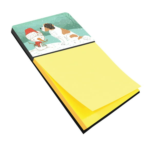 Saint Bernard Snowman Christmas Sticky Note Holder