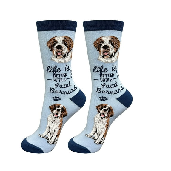 E&S Pets Saint Bernard Socks - Life is Better Socks for Pet Lovers - Cute Unisex Socks - One Size Fits Most