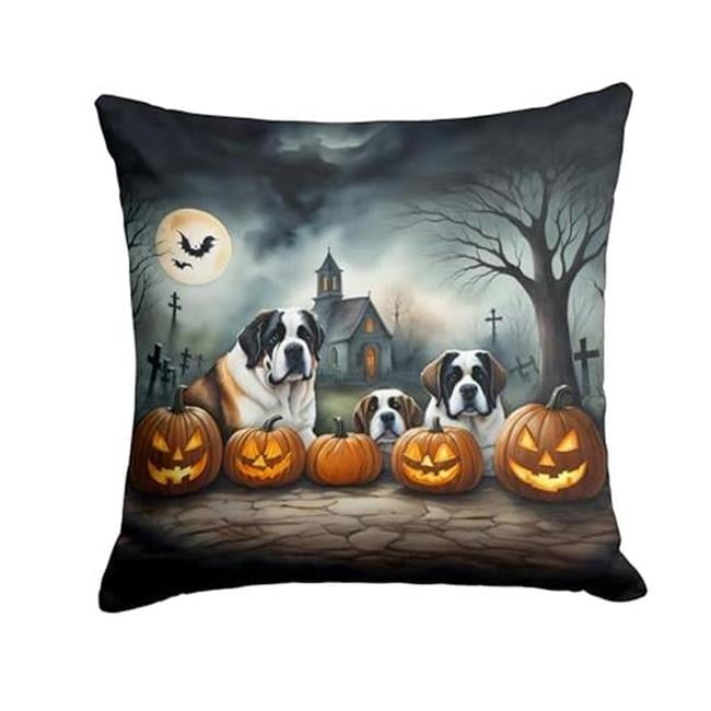 Saint Bernard Spooky Halloween Fabric Decorative Pillow 18 in x 18 in