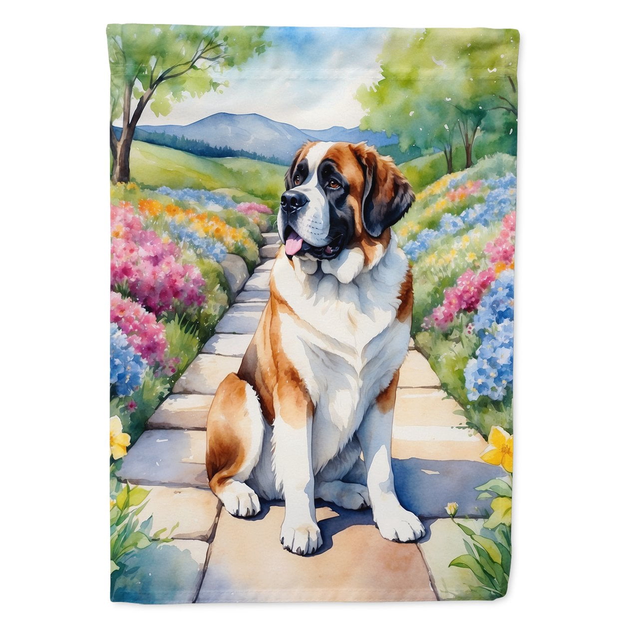 Saint Bernard Spring Path Garden Flag 11.25 in x 15.5 in