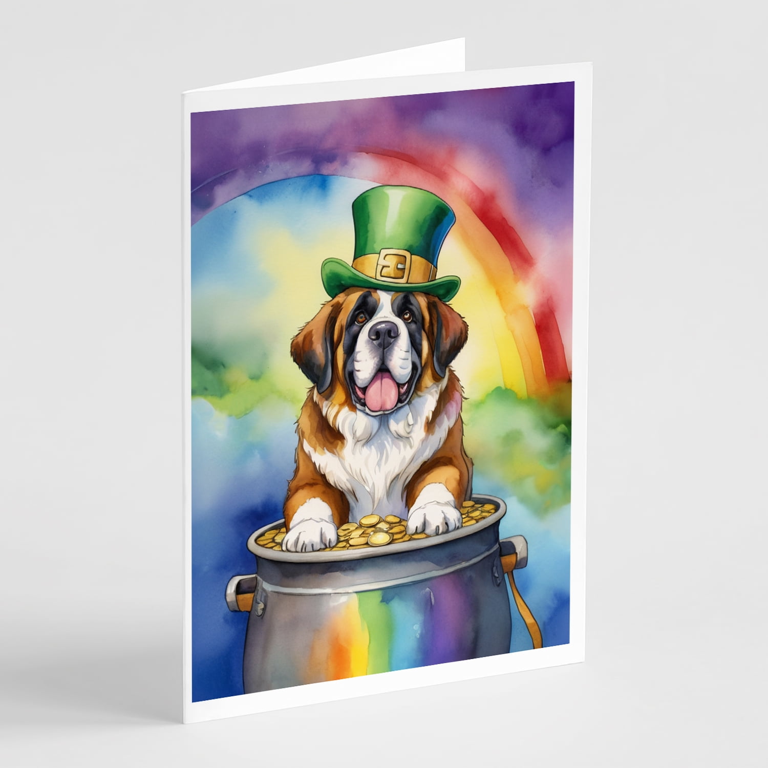 Saint Bernard St Patrick's Day Greeting Cards Pack of 8 7 in x 5 in
