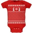 thumbnail image 1 of Saint Bernard Ugly Christmas Sweater Red Soft Baby One Piece - 3 month, 1 of 1