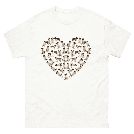 Saint Bernard Valentine Dog Lover Pet Owner Heart Cute Fun Unisex T-Shirt V13179, up to size 5XL