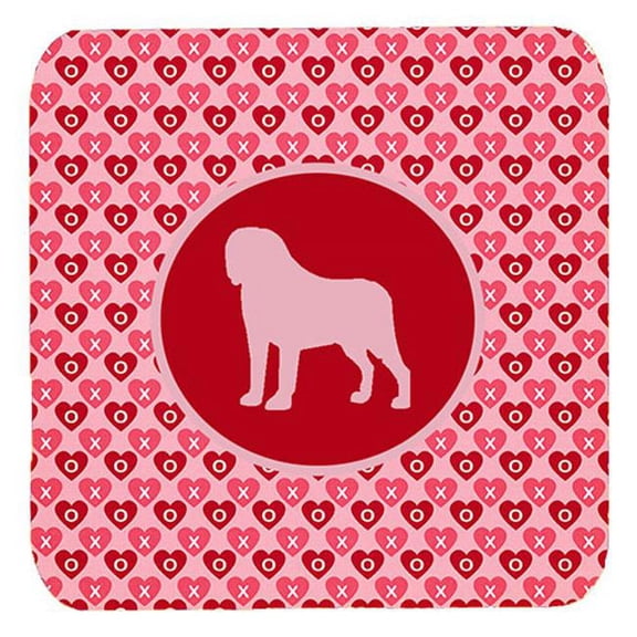 Saint Bernard Valentine Hearts Foam Coasters - Set 4, 3.5 x 3.5 In.
