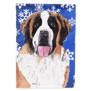 Saint Bernard Winter Snowflakes Holiday Garden Flag