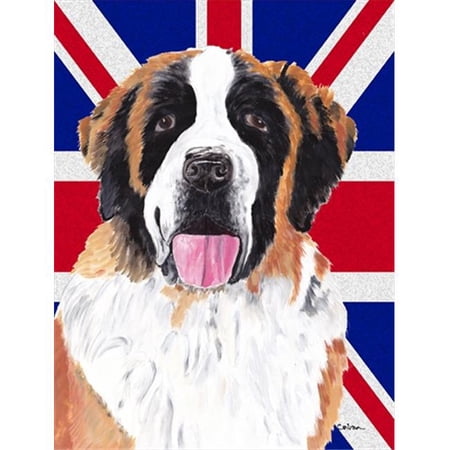 Saint Bernard With English Union Jack British Flag Flag Canvas House Size