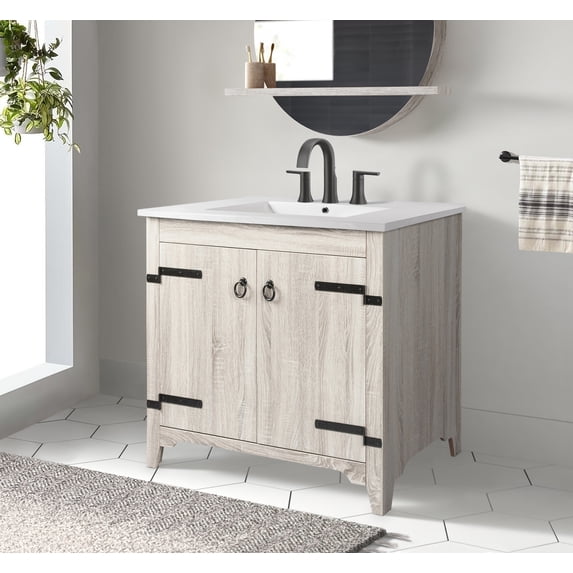 Saint Birch 36" White Ceramic Single Bathroom Vanity Top With Sink, 1 Hole