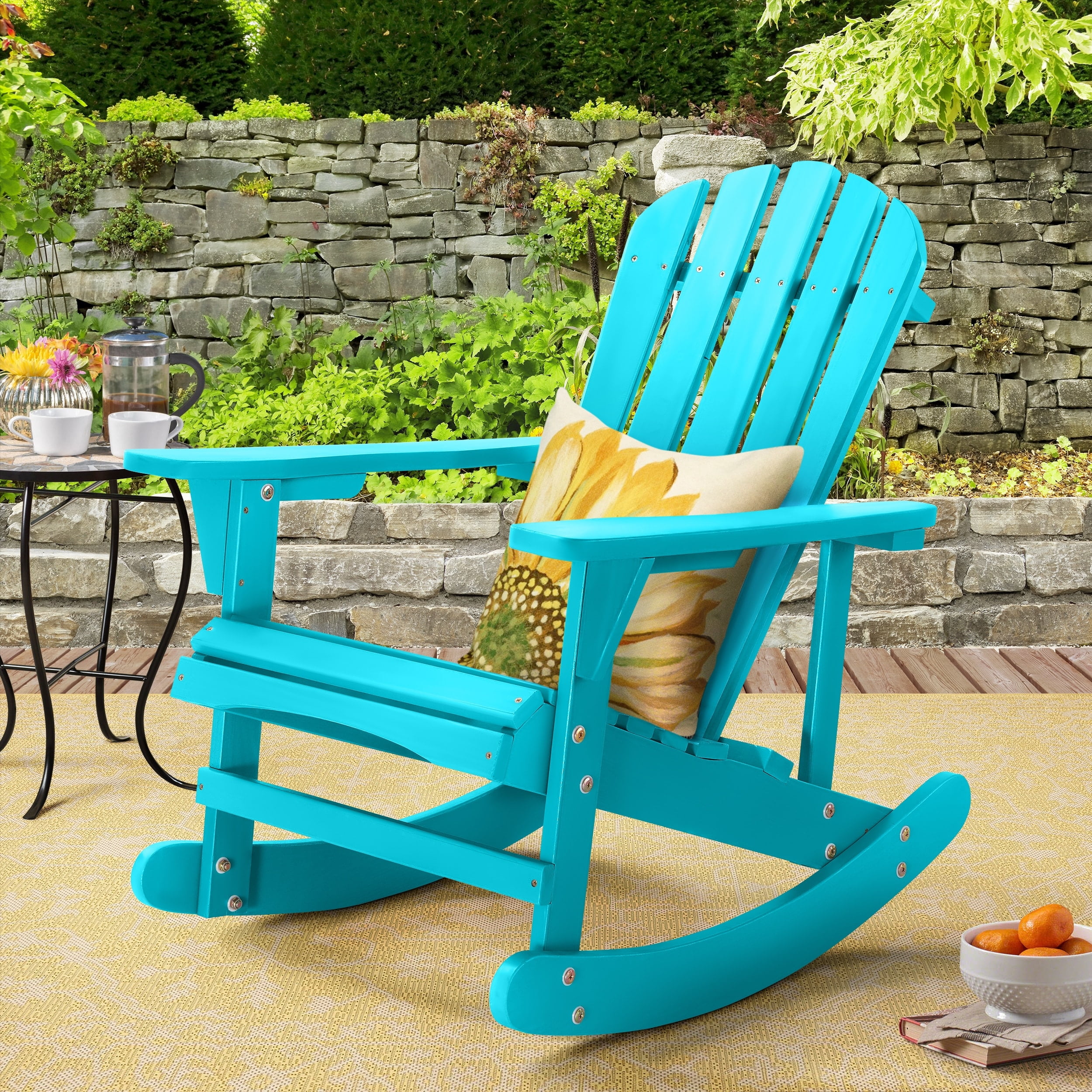 Saint Birch Adirondack Wooden Rocking Chair, Solid Pine Wood, Porch ...